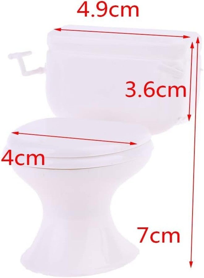 Jizlan White Toilet Dollhouse Miniature Furniture Vintage Bathroom Model Toilet Pretend Dollhouse Accessories - Image 2